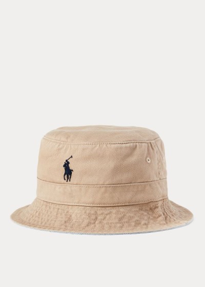 Sombreros Polo Ralph Lauren Hombre Kaki - Cotton Chino Bucket - FBMZS7265